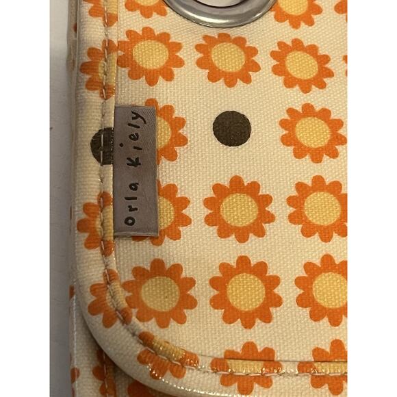 Orla Kiely Coated Canvas Tote Shoulder Leather Handle Bag Yellow Retro Daisy - Picture 9 of 13